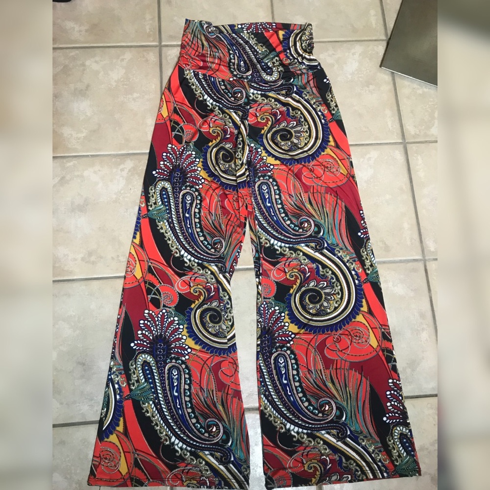 Vision brand paisley red blouse pants